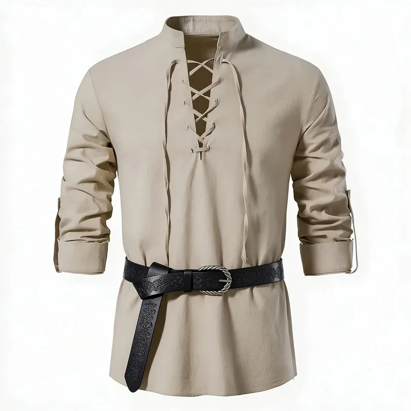Men Medieval Viking Shirt Stan - Medieval Gothic Lace Up Pirate Shirt recension och pris