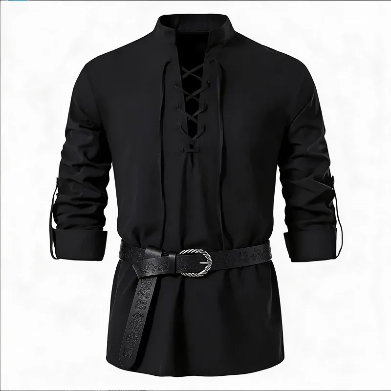 Men Medieval Viking Shirt Stan - Medieval Gothic Lace Up Pirate Shirt recension och pris