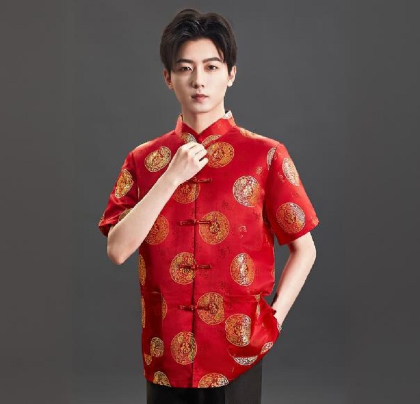 New Chinese Style Embroidery S - Mens Satin Silk Dress Shirt recension och pris