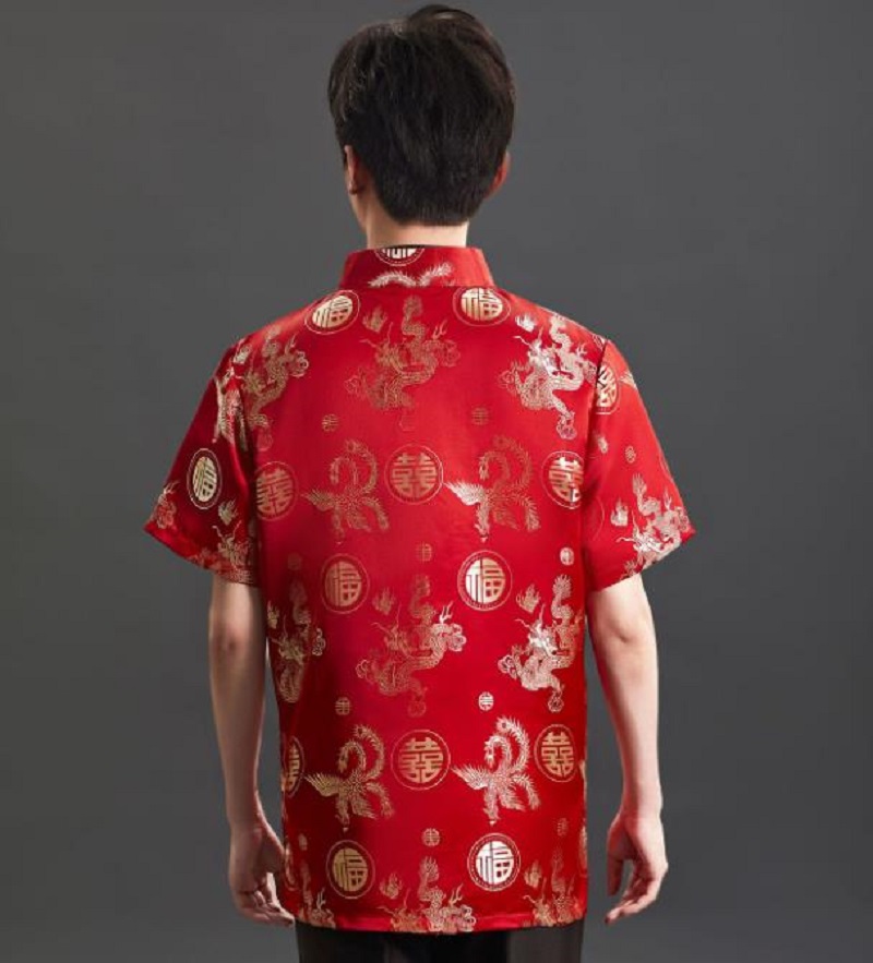New Chinese Style Embroidery S - Mens Satin Silk Dress Shirt recension och pris